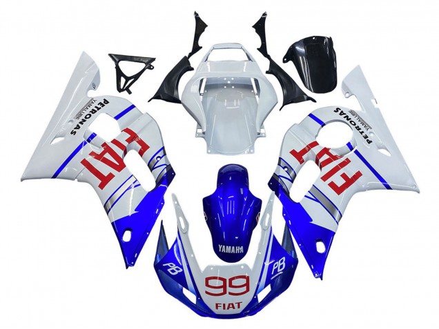 Lojas Carenagens Moto Yamaha YZF 600 R6 1998-2002 - Branco Azul Vermelho Fiat 99