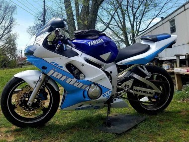 Lojas Carenagens Moto Yamaha YZF 600 R6 1998-2002 - Branco Azul Jordan