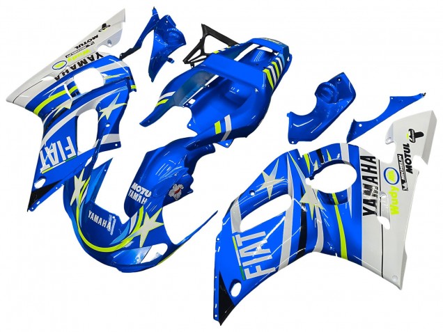 Lojas Carenagens Moto Yamaha YZF 600 R6 1998-2002 - Branco Azul Amarelo Néon Fiat Motul Michelin