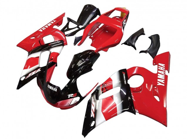 Lojas Carenagem Moto Yamaha YZF 600 R6 1998-2002 - Vermelho Branco Preto Brilhante
