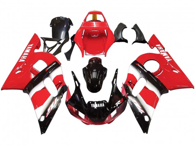 Lojas Carenagem Moto Yamaha YZF 600 R6 1998-2002 - Vermelho Branco Preto Brilhante