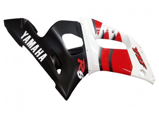 Lojas Carenagens Moto Yamaha YZF 600 R6 1998-2002 - Branco Vermelho Preto Brilhante