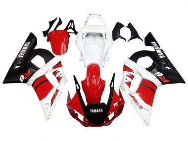 Lojas Carenagens Moto Yamaha YZF 600 R6 1998-2002 - Branco Vermelho Preto Brilhante