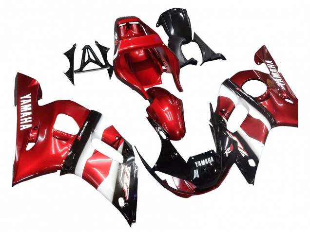 Lojas Carenagens Moto Yamaha YZF 600 R6 1998-2002 - Vermelho Branco Preto Brilhante