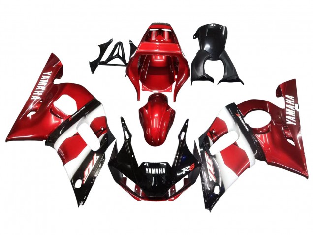 Lojas Carenagens Moto Yamaha YZF 600 R6 1998-2002 - Vermelho Branco Preto Brilhante