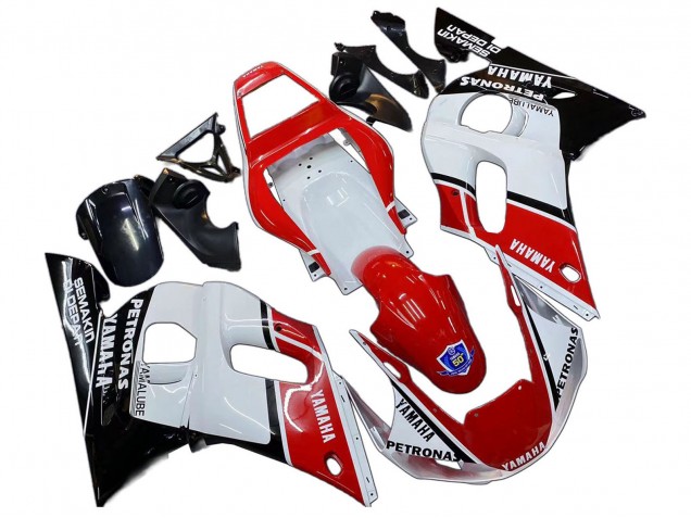 Lojas Carenagens Moto Yamaha YZF 600 R6 1998-2002 - Branco Vermelho Preto Petronas Yamalube 50th