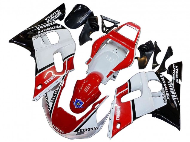 Lojas Carenagens Moto Yamaha YZF 600 R6 1998-2002 - Branco Vermelho Preto Petronas Yamalube 50th