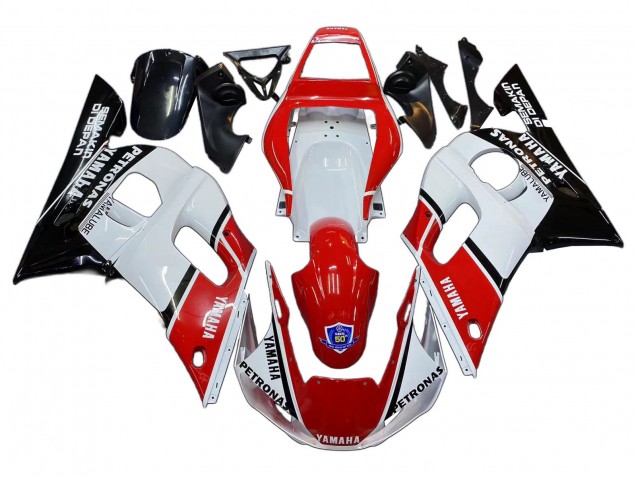 Lojas Carenagens Moto Yamaha YZF 600 R6 1998-2002 - Branco Vermelho Preto Petronas Yamalube 50th