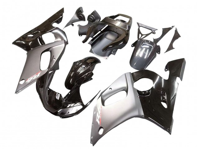 Lojas Carenagens Moto Yamaha YZF 600 R6 1998-2002 - Prata Preto Brilhante
