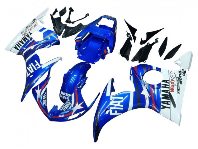 Lojas Carenagens Moto Yamaha YZF R6 2003-2004 - Branco Azul Fiat Motul Kastinee