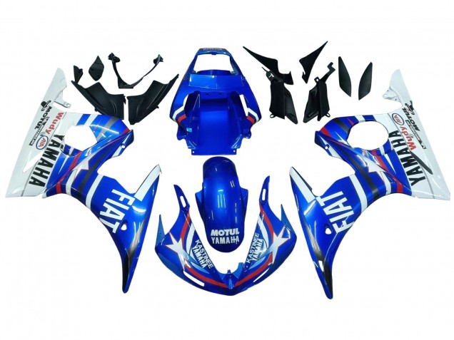 Lojas Carenagens Moto Yamaha YZF R6S 2006-2009 - Branco Azul Fiat Motul Kastinee