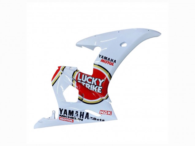 Lojas Carenagens Moto Yamaha YZF R6 2003-2004 - Branco Vermelho Lucky Strike Motul