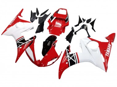 Lojas Carenagem Moto Yamaha YZF R6S 2006-2009 - Branco Vermelho Preto Brilhante