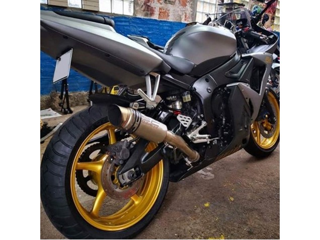 Lojas Carenagens Moto Yamaha YZF R6 2003-2004 - Cinzento Fosco Preto Fosco Ouro Decalques