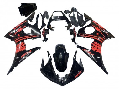Lojas Carenagem Moto Yamaha YZF R6S 2006-2009 - Preto Brilhante Vermelho
