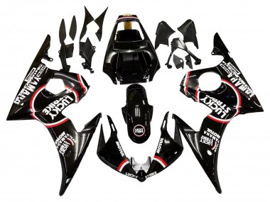 Lojas Carenagens Moto Yamaha YZF R6S 2006-2009 - Preto Brilhante Vermelho Branco Lucky Strike Motul