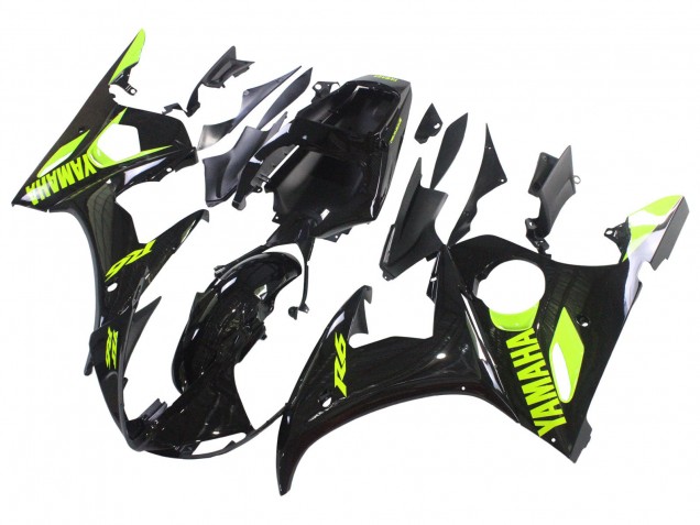 Lojas Carenagens Moto Yamaha YZF R6S 2006-2009 - Preto Brilhante Amarelo Néon