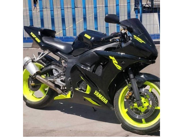 Lojas Carenagens Moto Yamaha YZF R6S 2006-2009 - Preto Brilhante Amarelo Néon