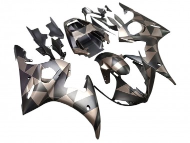 Lojas Carenagens Moto Yamaha YZF R6S 2006-2009 - Cinzento Preto Fosco Geometric