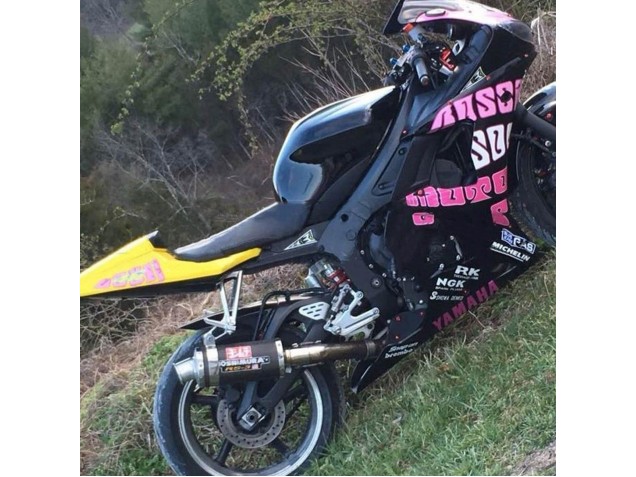 Lojas Carenagens Moto Yamaha YZF R6 2003-2004 - Amarelo Rosa Preto Brilhante Rossi Repsol 46