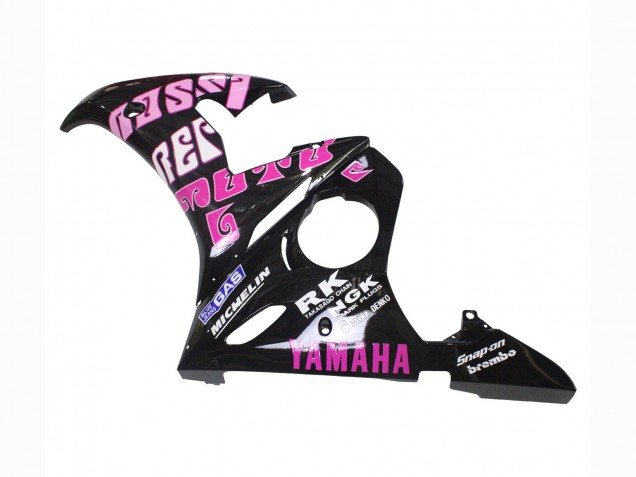 Lojas Carenagens Moto Yamaha YZF R6 2003-2004 - Amarelo Rosa Preto Brilhante Rossi Repsol 46