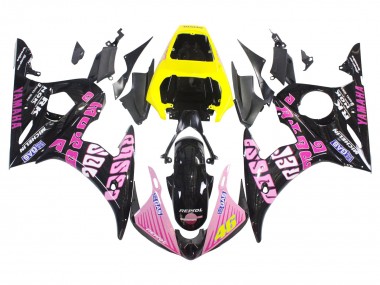 Lojas Carenagens Moto Yamaha YZF R6 2003-2004 - Amarelo Rosa Preto Brilhante Rossi Repsol 46