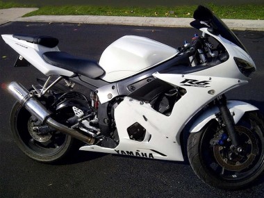 Lojas Carenagens Moto Yamaha YZF R6S 2006-2009 - Branco Preto Decalques