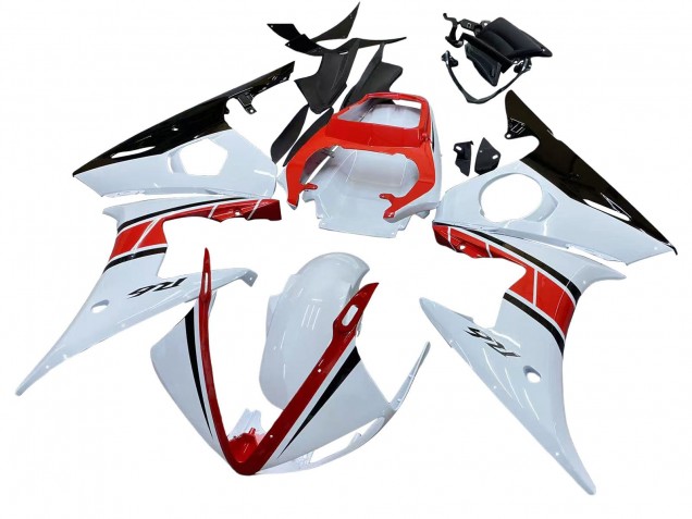 Lojas Carenagens Moto Yamaha YZF R6 2003-2004 - Branco Vermelho Preto Brilhante