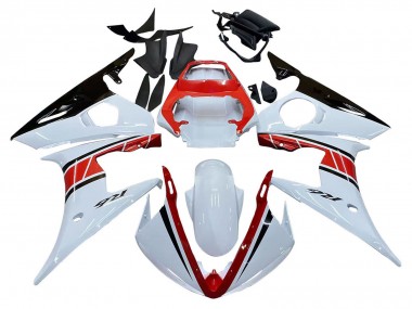 Lojas Carenagens Moto Yamaha YZF R6 2003-2004 - Branco Vermelho Preto Brilhante