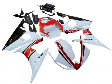 Lojas Carenagens Moto Yamaha YZF R6S 2006-2009 - Branco Vermelho Preto Brilhante
