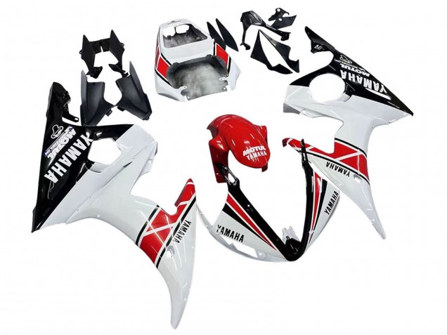 Lojas Carenagens Moto Yamaha YZF R6S 2006-2009 - Branco Vermelho Preto Brilhante Motul