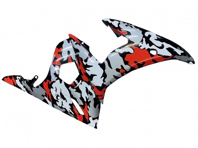 Lojas Carenagens Moto Yamaha YZF R6 2003-2004 - Preto Vermelho Cinzento Camouflage