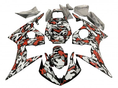 Lojas Carenagens Moto Yamaha YZF R6S 2006-2009 - Preto Vermelho Cinzento Camouflage