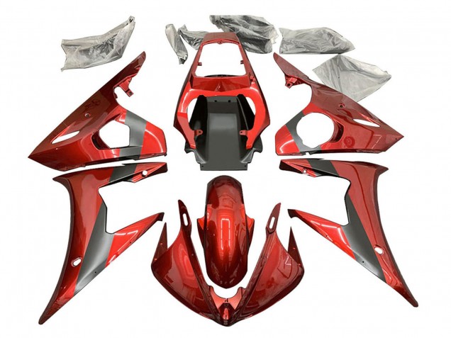 Lojas Carenagem Moto Yamaha YZF R6 2003-2004 - Vermelho Preto Fosco