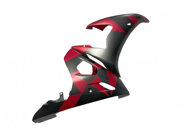 Lojas Carenagens Moto Yamaha YZF 600 R6 2005 - Preto Fosco Vermelho Geometric
