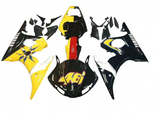 Lojas Carenagens Moto Yamaha YZF 600 R6 2005 - Preto Amarelo Vermelho 46