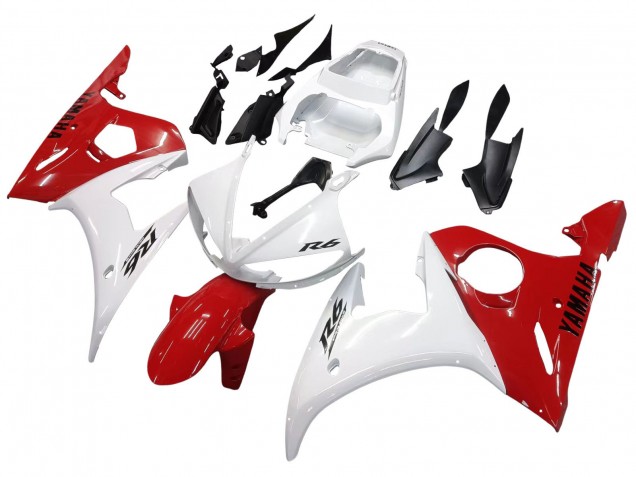 Lojas Carenagens Moto Yamaha YZF 600 R6 2005 - Branco Vermelho