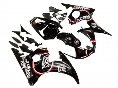 Lojas Carenagens Moto Yamaha YZF 600 R6 2005 - Preto Brilhante Branco Lucky Strike Motul