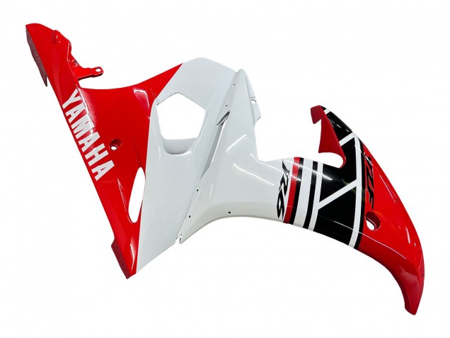 Lojas Carenagens Moto Yamaha YZF 600 R6 2005 - Branco Vermelho Preto Brilhante
