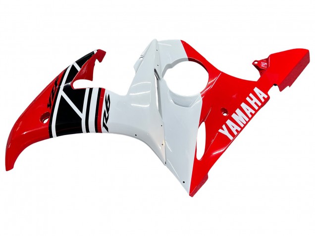 Lojas Carenagens Moto Yamaha YZF 600 R6 2005 - Branco Vermelho Preto Brilhante