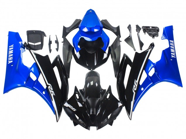 Lojas Carenagens Moto Yamaha YZF 600 R6 2006-2007 - Azul Preto Brilhante