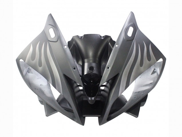 Lojas Carenagens Moto Yamaha YZF 600 R6 2006-2007 - Preto Fosco Prata Chama