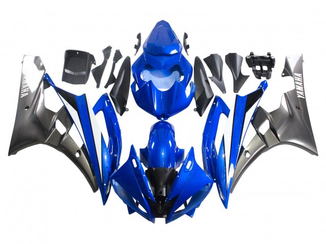Lojas Carenagens Moto Yamaha YZF 600 R6 2006-2007 - Azul Branco Preto Brilhante