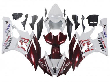 Lojas Carenagens Moto Yamaha YZF 600 R6 2006-2007 - Branco Vermelho Castanho Fiat Acer Yamalube