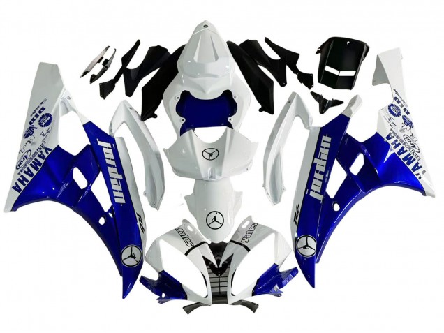 Lojas Carenagens Moto Yamaha YZF 600 R6 2006-2007 - Branco Azul Jordan