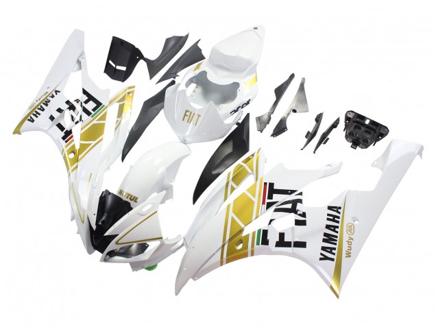 Lojas Carenagens Moto Yamaha YZF 600 R6 2006-2007 - Branco Ouro Preto Fiat