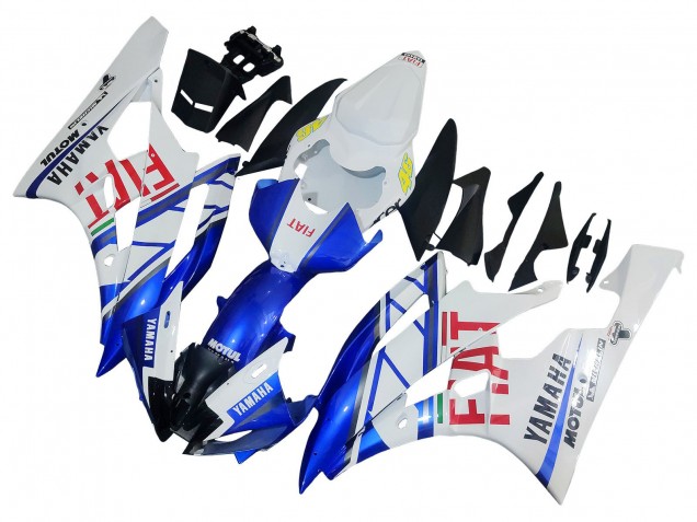 Lojas Carenagens Moto Yamaha YZF 600 R6 2006-2007 - Branco Azul Vermelho Fiat Motul Michelin