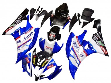 Lojas Carenagens Moto Yamaha YZF 600 R6 2006-2007 - Branco Azul Preto Fimer Volvo Yamalube Sterilgarda