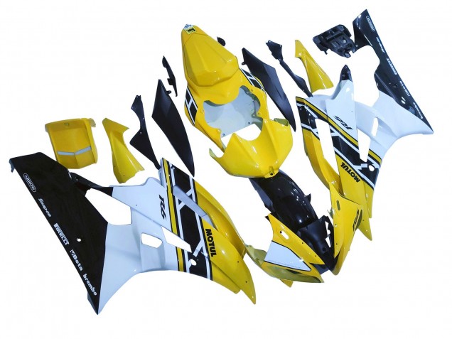 Lojas Carenagens Moto Yamaha YZF 600 R6 2006-2007 - Amarelo Branco Preto Brilhante Motul
