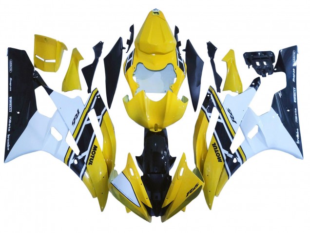 Lojas Carenagens Moto Yamaha YZF 600 R6 2006-2007 - Amarelo Branco Preto Brilhante Motul